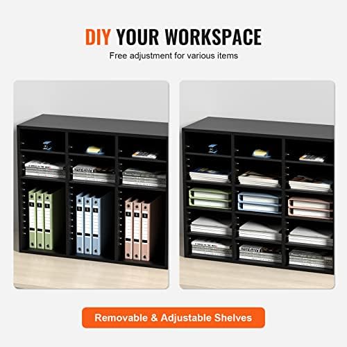VEVOR Literature Organizers, 24 Compartments Office Mailbox with Adjustable Shelves, Wood Literature Sorter 29x12x24.4 inches for Office, Home, Classroom, Mailrooms Organization, EPA Certified Black - Image 6