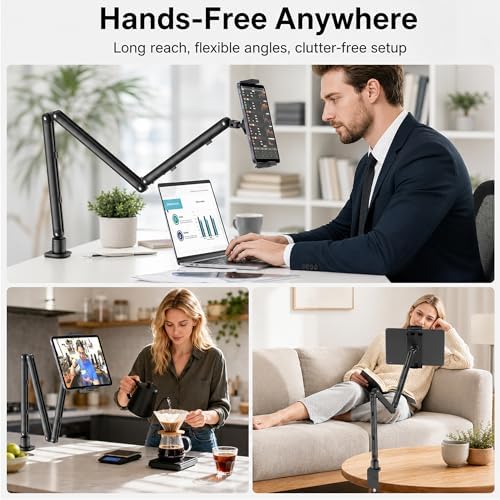 iPad Holder For Desk, Adjustable Tablet Arm iPad Desk Mount with C-Clamp - Image 3
