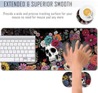 TGFEWYTJYJ Extended Gaming Mouse Pad,Memory Foam Ergonomic Keyboard Mouse Wrist Rest Support Set,Large Desk Mat with Stitched Edges,Non-Slip Base Mousepad Home Office,Flower Skull - Image 4