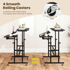GIANTEX Mobile Standing Desk, Adjustable Rolling Computer Desk, Black - Image 6