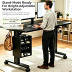 Clamp‑on Desk Leg Shelf, Height‑Adjustable Under Desk Storage Organizer, No Drill Attachable Under Desk Shelf for Standing Desk Accessories, Open 3‑Tier Storage for Home Office Workstation, Black - Image 5