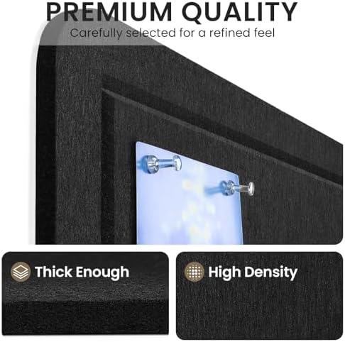 Large Bulletin Board, 60 X 35 Inches Felt Cork Board with 40 Pushpins, Foldable Felt Notice Pin Board Photo Display Board with Self-Adhesive Tape for Office Home School (Black, 60x35 inch) - Image 3
