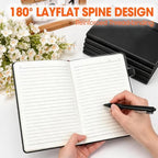 20 Pack Lined Journal Notebook with Pen, A5 Hardcover Leather Journal 5.5"*8.3", Black 136 Pages College Ruled Notebooks and Pen Set for Office School Business Supplies - Image 5