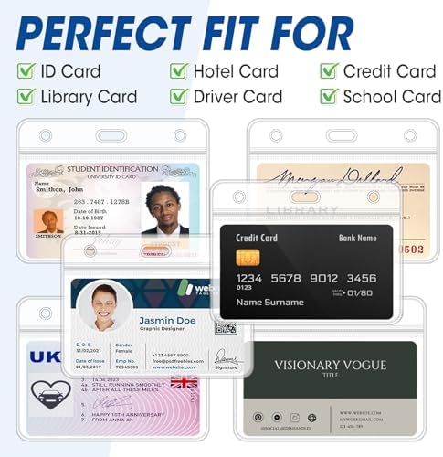 200 Pcs Horizontal Badge Holders, Extra Thick ID Card Name Tag Badge Holder with Resealable Zip, Waterproof ID Badge Holder - Image 3