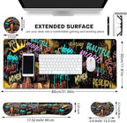 Large Gaming Mouse Pad+ Keyboard Wrist Rest Set, Ergonomics Memory Foam Mouse Mat Wrist Rest Support, Waterproof Extended Mousepad 31.5x11.8in, African American Black Women Graffiti Girl Desk Pad - Image 6