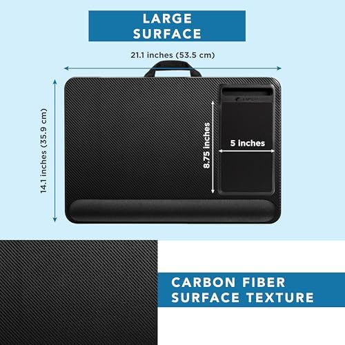 LAPGEAR Home Office Pro Lap Desk - Black Carbon, Fits 15.6” Laptops - Image 5