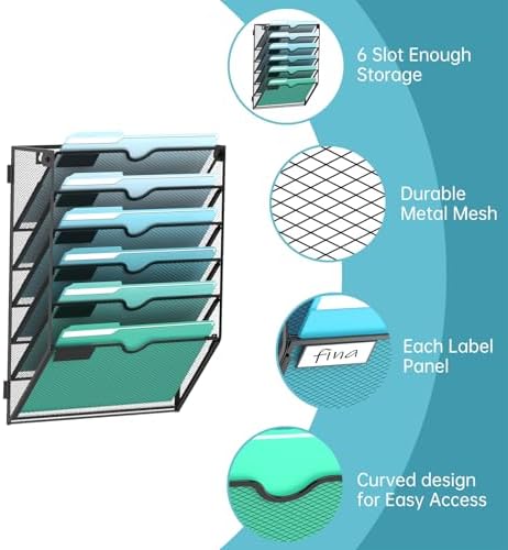 SUPEASY 6-Tier Wall File Organizer, Wall Mounted Mail Sorter, 2 Pack - Image 3