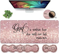 Ergonomic Keyboard Wrist Rest & Mouse Pad Wrist Rest Set, Large XXL Gaming Desk Mat 31.5"x 11.8", Non-Slip Base, Memory Foam, Easy Typing Pain Relief for Office & Home, Quote Bible Verses Psalm 46:5 by Unknown