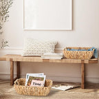 Water Hyacinth Storage Baskets with Wooden Handles，Large Wicker Baskets for Organizing Set of 2 - Image 5