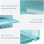 Lavatino Desk Paper File Organizer - Metal Mesh with 2 Letter Trays, 7 Flexible Dividers, 2 Vertical File Folder Holders for Office/Home/Classroom Supplies, Desk Organizers and Accessories, Blue - Image 7