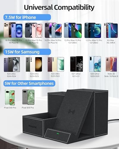 Wireless Charger with Desk Organizer, 3 Compartments and 1 Phone Stand - Image 3