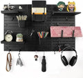 Pegboard Wall Organizer 6 Pack 11.8x11.8 Black Wall with Hooks Storage Kit by LBW