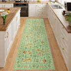 DUKINO 2x6 Runner Rug, Washable Animal Kitchen Rugs Non Slip, Light Green - Image 5