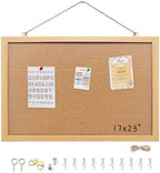 17"x23" Crude Wood Framed Hanging Cork Bulletin Board by Buyitnow