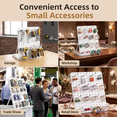 2-Pack Replaceable Pegboard Display Stand, 10.63x14.76 in, 26 Hooks, White - Image 7