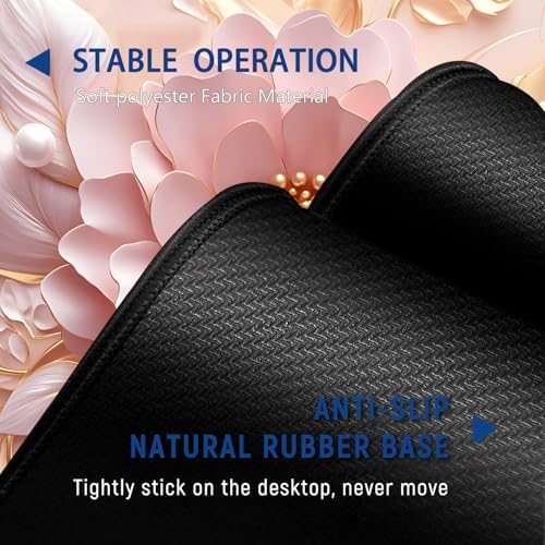 Large Mouse Pad + Keyboard Wrist Rest Set, Extended Gaming Mousepad (31.5X11.8 inch) with Non-Slip Rubber, Ergonomics Memory Foam Mouse Wrist Rest Support, Embossed Pink Flowers XXL Desk Pad - Image 4