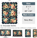 DUKINO 5x7 Area Rugs for Bedroom, Floral Washable Rug Non Slip, Navy Blue - Image 2