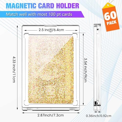 SATINIOR 60 Pcs Clear 100 Pt Magnetic Card Holders for Trading Cards - Image 2