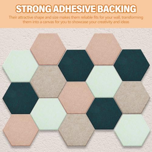 6.7 x 5.9 in 16 Pcs Hexagon Cork Board Tiles, Felt Pin Boards, Green - Image 6