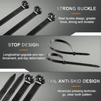 Blulu 13 Inch 200 Pcs Black Cable Ties with Metal Tooth Self Locking - Image 3