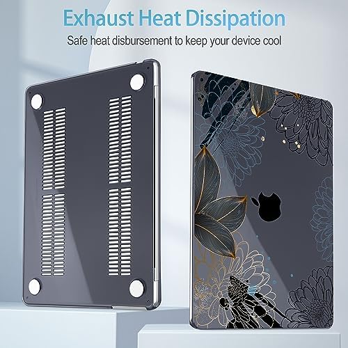 Mektron for 2026/2025/2024/2023 MacBook Air 15 INCH M5 A3448 /M4 A3241 /M3 A3114 /M2 A2941 Case, Printed Plastic Hard Shell Cover with 15.3" Liquid Retina Display Touch ID, Line Chrysanthemums - Image 3
