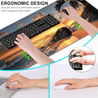 Mouse Pad,Large Pink Desk Mat, 4in1 XXL Mousepad + Keyboard Wrist Rest+Mouse Wrist Rest+Coaster Set with Ergonomic Desk Pad for Home Office Table Computer-Sunset Beach - Image 6