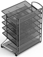 Simple Houseware 2 Packs 6-Tier Desk Organizer & Sliding Paper Tray, Black - Image 5