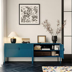 COFaR TV Stand for TVs up to 75 Inch, 40 Inch Media Console with Ventilation Doors, Metal Entertainment Center with Adjustable Shelves & 120Lbs Storage for Living Room & Bedroom, Peacock Blue - Image 4