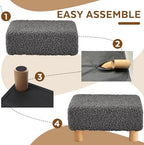 Small Foot Stool Ottoman, Sherpa Footstool Ottoman Foot Rest for Couch, Rectangle Footstools and Ottomans Small for Living Room, Entryway and Bedroom (Gray) - Image 5