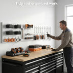Peg Board, 4 Pack Metal Pegboard with Hooks, 71pcs Pegboard Kit, White Pegboard Wall Organizer, Heavy Duty Peg Boards for Walls Home, Garage Tool Storage, Workbench, Craft Room - Image 2