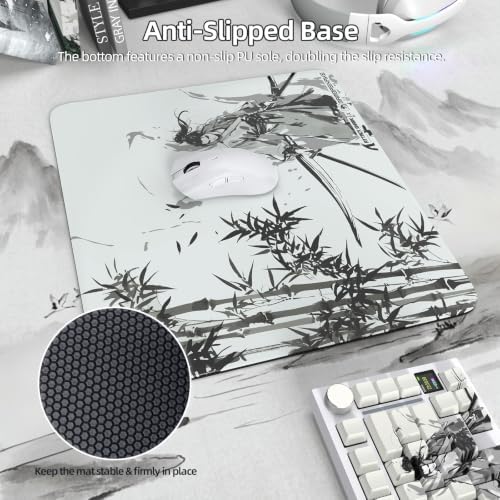 ATTACK SHARK CM05 Glass Mousepad, 17.7 x 15.7 in Glass Gaming Mouse Pad, 9H Tempered Hard Mouse Pad with Nano-Textured Low-Friction Surface, Non-Slip PU Base for FPS/MOBA Gaming-Black Warrior - Image 5