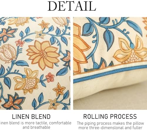 ISAENNE Linen Square Throw Pillow Cover,Set of 2,20"x12"-Estevan B - Image 4