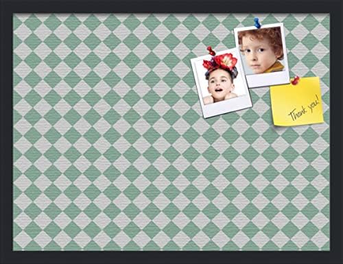 PinPix 24x18 inch Cork Bulletin Board. This Decorative Framed Pin Board Comes with Diamond Pattern in Green and White Design and Satin Black. Ideal for Home, Office Decor or School (PinPix-330) by PinPixBulletinBoards