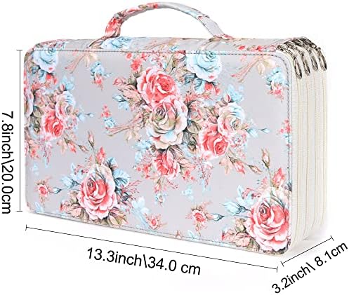 Vomgomfom PU Leather Pencil Case, Holds 100 Markers/300 Pens,Gray Rose - Image 2