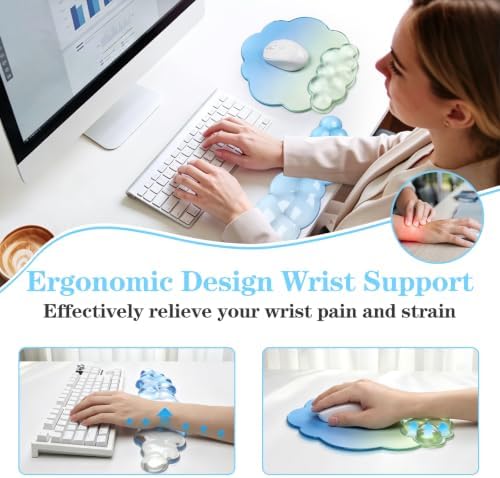 Cloud Gel Keyboard Wrist Rest and Mouse Pad Set - Blue - Image 2