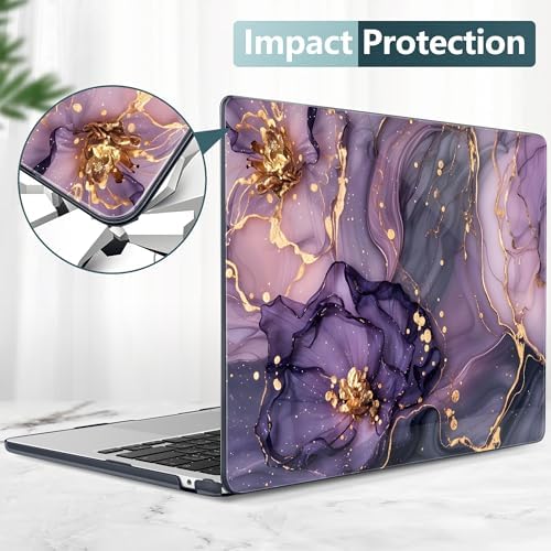 DONGKE for MacBook Air 13 Inch Case M5 2026 M4 2025 M3 M2 2024-2022 A3449 A3240 A3113 A2681, Plastic Hard Shell & Keyboard Cover & Screen Film for MacBook Air 13.6 Inch Case - Purple Hydrangea - Image 6