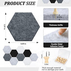 6.7 x 5.9 in 16 Pcs Hexagon Cork Board Tiles, Felt Pin Boards, Grey - Image 2