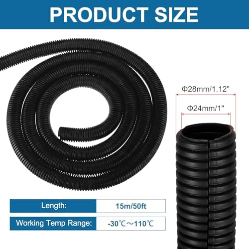 MECCANIXITY 1" 50ft Split Wire Loom Tubing w/Installation Tool Black - Image 2