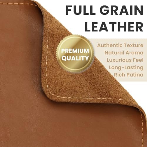 Full-Grain Leather Mouse Pad - Genuine Leather Mouse Mat with Non-Slip Backing, 3mm Thick, Smooth Mouse Glide, Desk Accessory for Office, Work & Gaming (Toffee Tan Brown, Large 11.8 x 9.8 in) - Image 3