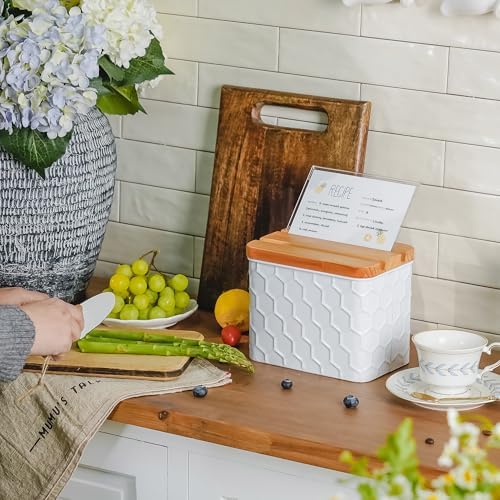 Honeycomb Embossed Recipe Box with 4x6 Cards and Dividers - Image 2