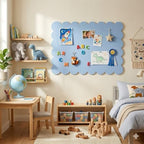 Scalloped Felt Bulletin Board 36x24 Inches, Blue Wall Pin Board - Image 3