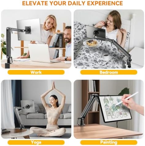 Portable Monitor Holder Mount Arm with Strong Magnetic 360° Rotating Base Bearing Over 5LBS Compatible with 12.9/14.6/15.6/17.3/18.5 inch iPad Pro/Mini/Air/Surface/Samsung - Image 7