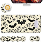 Mouse Pad,Large Desk Mat Set, 4in1 XL Mousepad + Keyboard Wrist Rest+Mouse Wrist Rest+Coaster with Ergonomic Desk Pad for Home Office Table Computer Cover -Floral Bats Pattern by Unknown