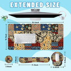 Skull Butterfly Desk Mat Set Vintage Patchwork Large Mouse Pad with Wrist Rest 4in1 Desk Mat for Desktop Ergonomic Computer Desk Arm Wrist Anti-Slip Computer Ergonomic Mouse Pad Home Office Gaming - Image 2