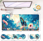 Large Keyboard Mouse Pad Set, Extended Mouse Pad+Keyboard Wrist Rest Support, Memory Foam Ergonomic Easy Typing, 4Pcs (31.5×11.8 in) Desk Pad Set for Office Home,Flowers and Butterflies - Image 6