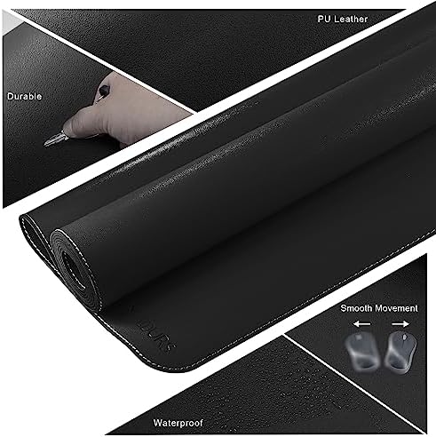 Mydours 67" x 24" Extended PU Leather Gaming Desk Mouse Pad Mat, (Black) - Image 5