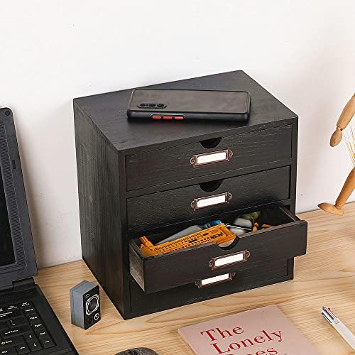 Small Wooden Drawers Wooden Box with Drawer Black - Image 2