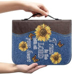 Sunflower Butterfly Bible Cover Case for Women Men Bible Carrying Bag with Zipper Church Bag Large Book Bible Protector, Trust in The Lord with All Your Heart - Image 2