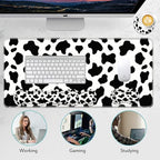 Mouse Pad Set,(31.5×11.8 in) Desk Pad + Keyboard Wrist Rest Support + Mouse Wrist Rest + Coaster for Office,Home,Computer,Laptop - 4 Cute Cow Pattern - Image 6