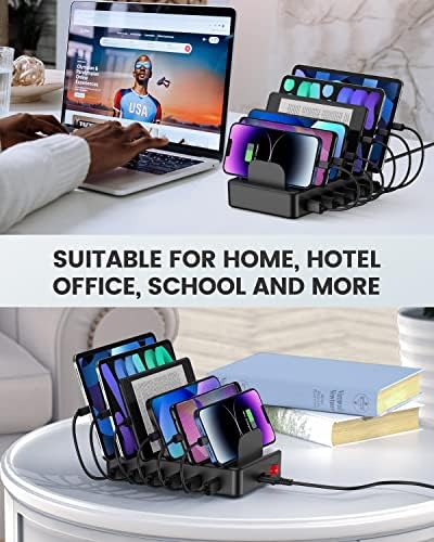 50W 6 Ports Multi Charger Station, USB Charging Dock for Multiple Devices - Image 5
